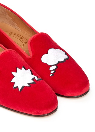 Detail View - Click To Enlarge - STUBBS & WOOTTON - 'Comic Convo' embroidery velvet slip-ons