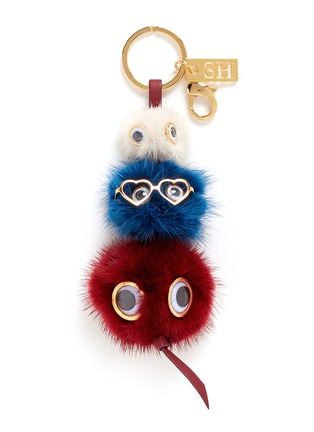 Main View - Click To Enlarge - SOPHIE HULME - 'Jones'' mink fur pompom monster trio keyring