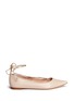 Main View - Click To Enlarge - KATE SPADE - 'Genie' metallic lace-up leather flats