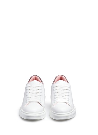 Front View - Click To Enlarge - PEDDER RED - 'Lory' metallic glitter heel leather sneakers
