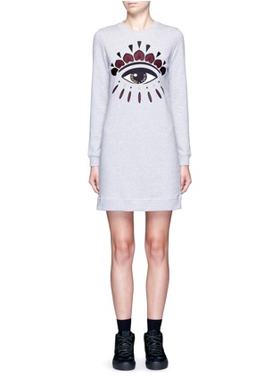 Main View - Click To Enlarge - KENZO - Eye embroidered cotton sweatshirt dress
