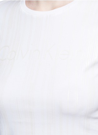 Detail View - Click To Enlarge - CALVIN KLEIN PERFORMANCE - Variegated stripe logo print T-shirt