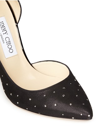 Detail View - Click To Enlarge - JIMMY CHOO - 'Lucy' ankle strap strass suede d'Orsay pumps