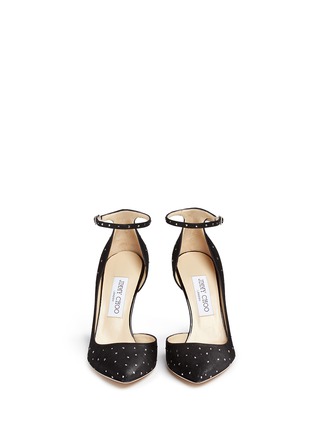 Front View - Click To Enlarge - JIMMY CHOO - 'Lucy' ankle strap strass suede d'Orsay pumps