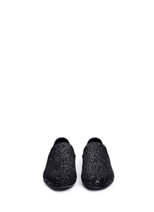 Front View - Click To Enlarge - JIMMY CHOO - 'Sloane' coarse glitter slip-ons