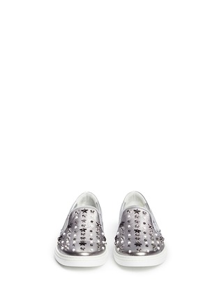 Front View - Click To Enlarge - JIMMY CHOO - 'Grove' star stud mirror leather skate slip-ons