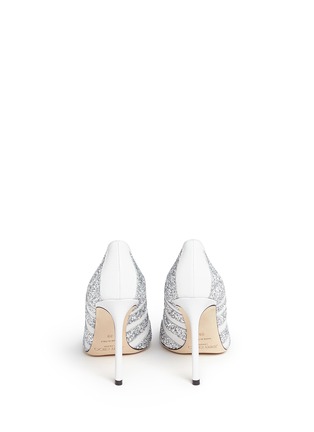 Back View - Click To Enlarge - JIMMY CHOO - 'Romy' coarse glitter stripe leather pumps