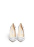 Front View - Click To Enlarge - JIMMY CHOO - 'Romy' coarse glitter stripe leather pumps