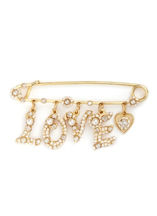 Main View - Click To Enlarge - MIRIAM HASKELL - 'Love' Swarovski crystal glass pearl charm pin