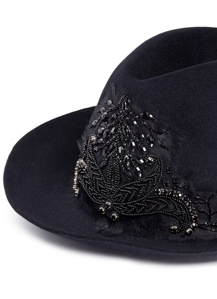 Detail View - Click To Enlarge - MY BOB - 'Tribeca' floral embellished rabbit furfelt hat