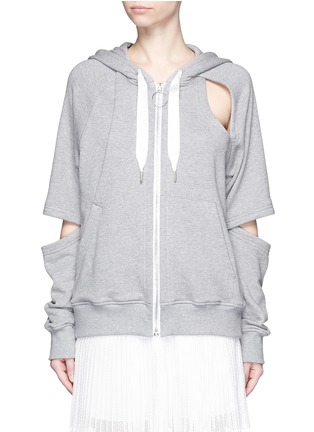 Detail View - Click To Enlarge - NICOPANDA - Cutout double knit jersey hoodie