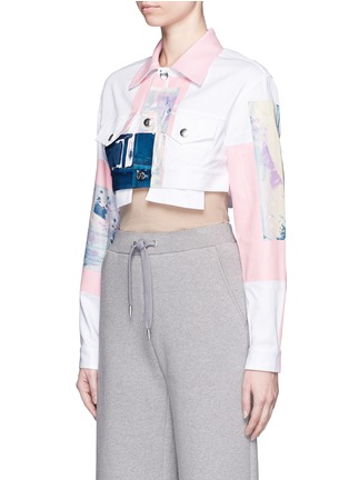 Front View - Click To Enlarge - NICOPANDA - Paint patchwork cropped denim jacket