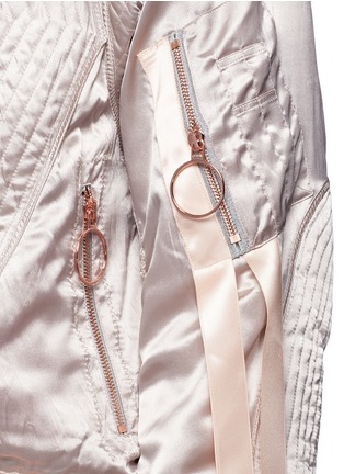 Detail View - Click To Enlarge - NICOPANDA - Satin ribbon trim lingerie bomber jacket