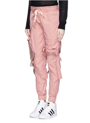 Front View - Click To Enlarge - NICOPANDA - Satin ribbon tie deconstructed sweatpants