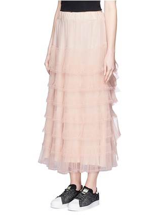 Front View - Click To Enlarge - NICOPANDA - Ruffle tulle overlay maxi skirt