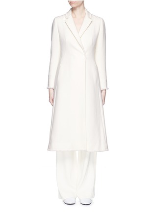 Main View - Click To Enlarge - MO&CO. EDITION 10 - Frayed wool blend tailored coat
