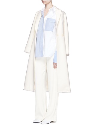 Figure View - Click To Enlarge - MO&CO. EDITION 10 - Frayed wool blend tailored coat