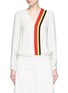 Main View - Click To Enlarge - MO&CO. EDITION 10 - Contrast stripe V-neck crepe top