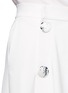 Detail View - Click To Enlarge - MO&CO. EDITION 10 - Satin button frayed hem mock wrap skirt