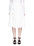 Main View - Click To Enlarge - MO&CO. EDITION 10 - Satin button frayed hem mock wrap skirt