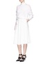Figure View - Click To Enlarge - MO&CO. EDITION 10 - Satin button frayed hem mock wrap skirt