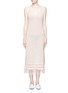 Main View - Click To Enlarge - MO&CO. EDITION 10 - Frayed V-neck open knit midi dress