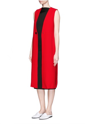 Figure View - Click To Enlarge - MO&CO. EDITION 10 - Textured wool long vest coat