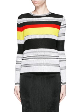 Main View - Click To Enlarge - MO&CO. EDITION 10 - Variegated colourblock stripe sweater