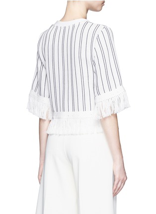 Back View - Click To Enlarge - MO&CO. EDITION 10 - Stripe eyelet lattice cropped top