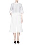 Figure View - Click To Enlarge - MO&CO. EDITION 10 - Stripe eyelet lattice cropped top