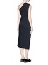 Back View - Click To Enlarge - MO&CO. EDITION 10 - Deconstructed one-shoulder pinstripe dress