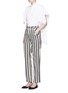 Figure View - Click To Enlarge - MO&CO. EDITION 10 - Stripe textured cotton sailor pants