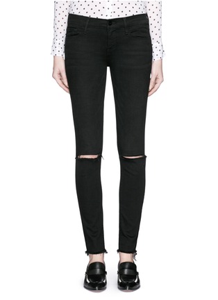 Detail View - Click To Enlarge - FRAME - 'Le Skinny De Jeanne' distressed knee jeans