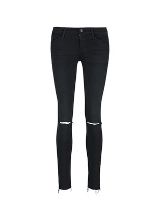 Main View - Click To Enlarge - FRAME - 'Le Skinny De Jeanne' distressed knee jeans