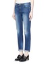 Front View - Click To Enlarge - FRAME - 'Le Garçon' asymmetric ripped knee jeans