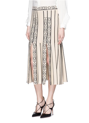 Front View - Click To Enlarge - PETER PILOTTO - 'Index' geometric intarsia knit skirt