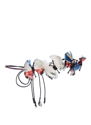 Figure View - Click To Enlarge - VALENTINO GARAVANI - Hand-beaded feather butterflies ethnic headband