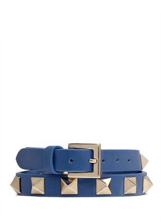 Figure View - Click To Enlarge - VALENTINO GARAVANI - 'Rockstud' double wrap leather bracelet