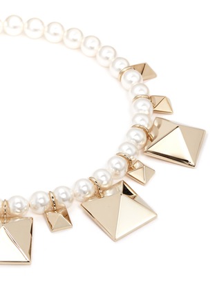 Detail View - Click To Enlarge - VALENTINO GARAVANI - 'Rockstud' glass pearl necklace