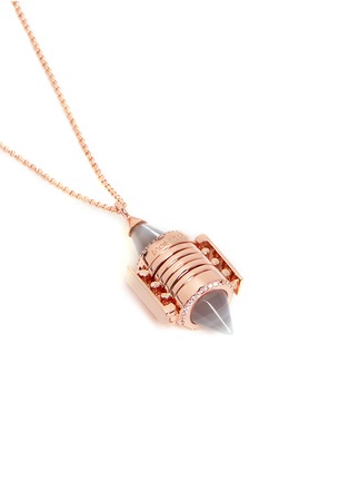 Detail View - Click To Enlarge - EDDIE BORGO - Bicone crystal pavé agate locket necklace