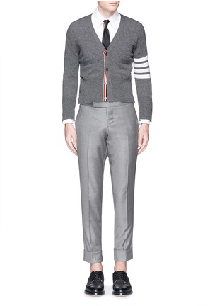 Figure View - Click To Enlarge - THOM BROWNE  - Stripe sleeve cashmere cardigan