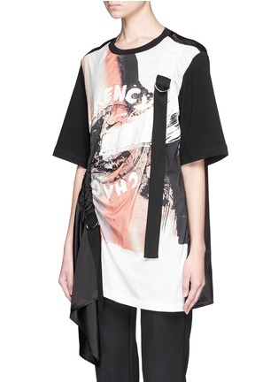 Front View - Click To Enlarge - 3.1 PHILLIP LIM - 'CHAOS CURRENCY' mix media print strap front T-shirt