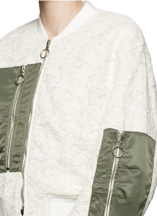 Detail View - Click To Enlarge - 3.1 PHILLIP LIM - Nylon panel floral lace cropped flight jacket