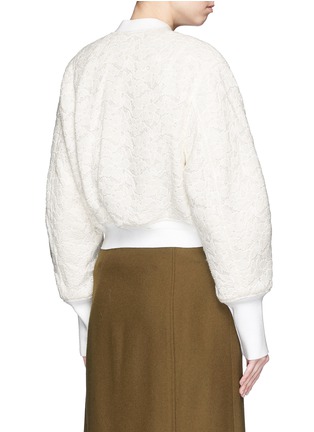 Back View - Click To Enlarge - 3.1 PHILLIP LIM - Nylon panel floral lace cropped flight jacket