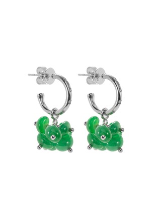 Figure View - Click To Enlarge - SAMUEL KUNG - Diamond jade cluster drop earrings