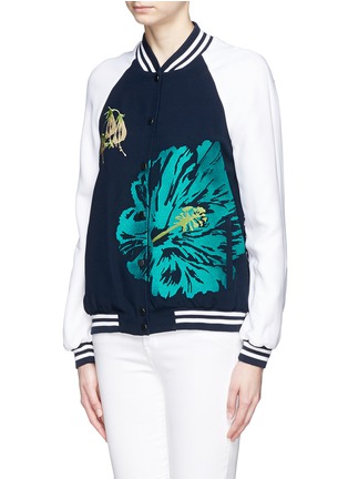Front View - Click To Enlarge - Ç X FACONNABLE BY MIRA MIKATI - Flower embroidery bomber jacket