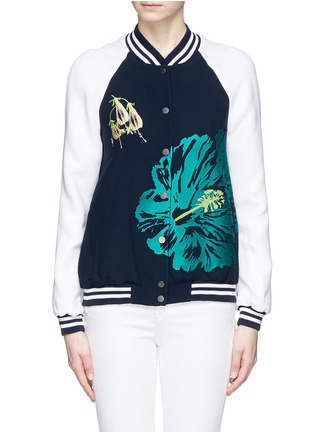 Main View - Click To Enlarge - Ç X FACONNABLE BY MIRA MIKATI - Flower embroidery bomber jacket