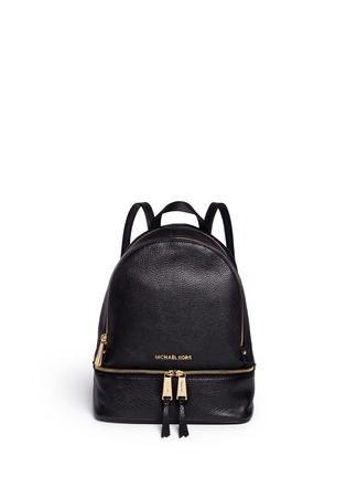 Main View - Click To Enlarge - MICHAEL KORS - 'Rhea' small 18k gold plated leather backpack