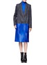 Figure View - Click To Enlarge - VICTORIA BECKHAM - Contrast leather wool coat