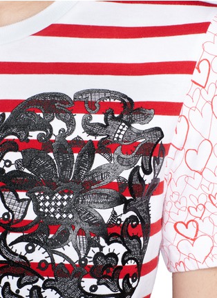 Detail View - Click To Enlarge - STELLA MCCARTNEY - Lace panel heart print short sleeve T-shirt